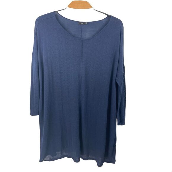 Filippa K Navy Silk/Cashmere/Tencel Oversized Box Sweater w/ Center Seam XS - Picture 2 of 6